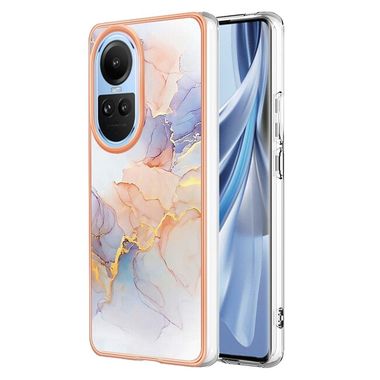 Pryžový kryt Electroplating na OPPO Reno10 5G/10 Pro 5G - Bílý mramor