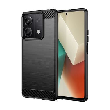 Pryžový kryt Brushed Carbon na Xiaomi Redmi Note 13 - Černá