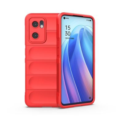 Pryžový kryt Flannel na Oppo Reno 7 5G - Červená