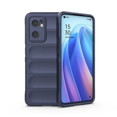 Pryžový kryt Flannel na Oppo Reno 7 5G - Tmavá modrá