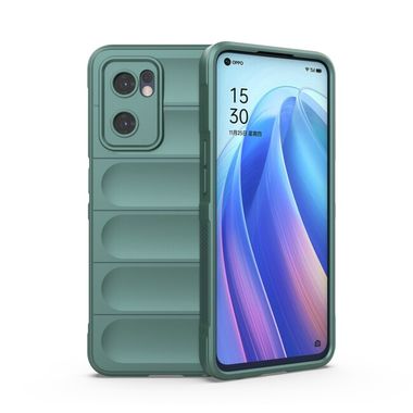 Pryžový kryt Flannel na Oppo Reno 7 5G - Tmavá zelená