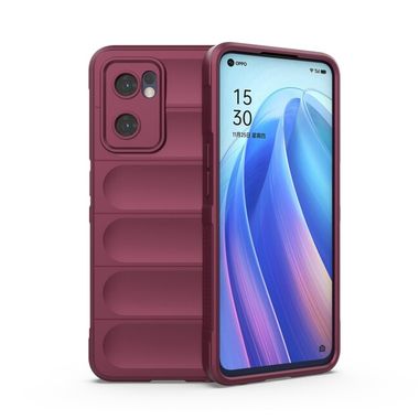 Pryžový kryt Flannel na Oppo Reno 7 5G - Vínová červená