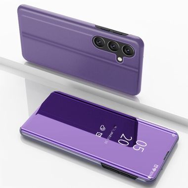 Knížkové pouzdro Electroplating Mirror na Galaxy A55 5G - Tmavě fialová
