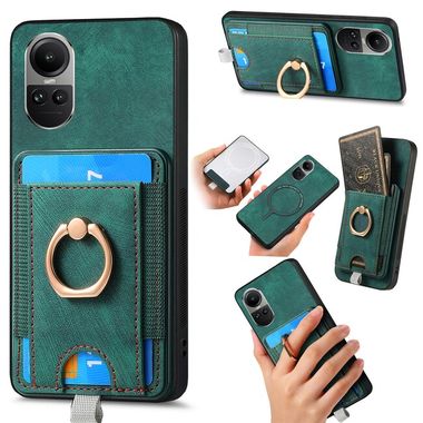 Kožený kryt Card Bag pro OPPO Reno10 5G/10 Pro 5G - Zelená