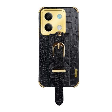 Kožený kryt Crocodile Strap na Xiaomi Redmi Note 13 - Černá