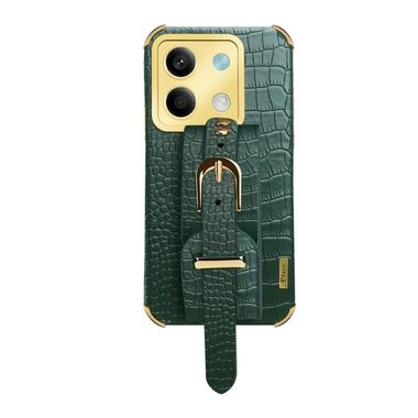 Kožený kryt Crocodile Strap na Xiaomi Redmi Note 13 - Zelená