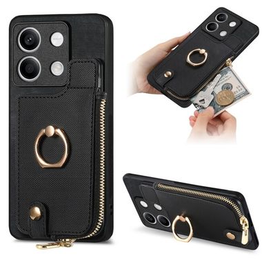 Kožený kryt Cross Zipper na Xiaomi Redmi Note 13 - Černá