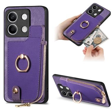 Kožený kryt Cross Zipper na Xiaomi Redmi Note 13 - Fialová