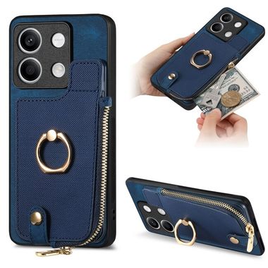 Kožený kryt Cross Zipper na Xiaomi Redmi Note 13 - Modrá