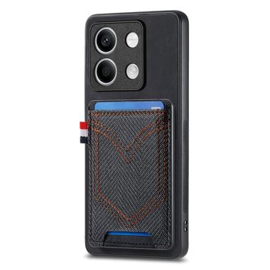 Kožený kryt Denim Card na Xiaomi Redmi Note 13 - Černá