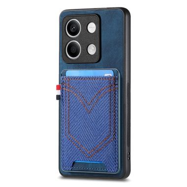 Kožený kryt Denim Card na Xiaomi Redmi Note 13 - Modrá