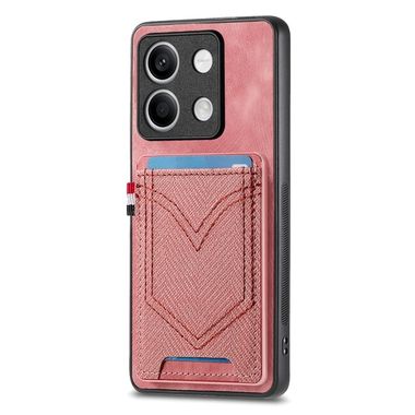 Kožený kryt Denim Card na Xiaomi Redmi Note 13 - Růžová