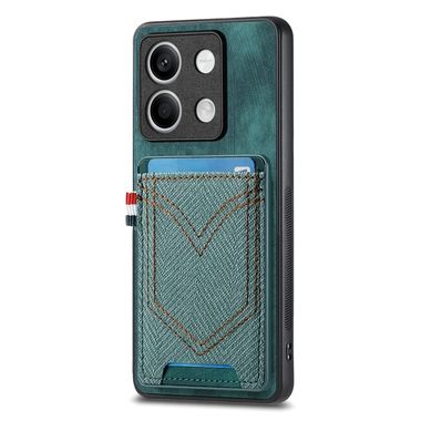 Kožený kryt Denim Card na Xiaomi Redmi Note 13 - Zelená