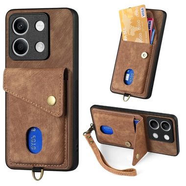 Kožený kryt Retro Strap na Xiaomi Redmi Note 13 - Hnědá