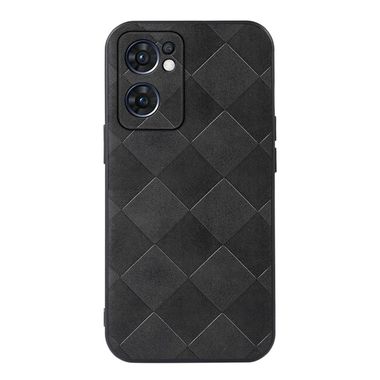 Kožený kryt Weave na Oppo Reno 7 5G - Černá