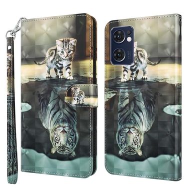 Peněženkové 3D pouzdro na Oppo Reno 7 5G - Cat Tiger