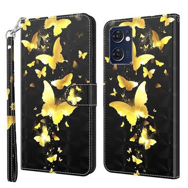 Peněženkové 3D pouzdro na Oppo Reno 7 5G - Gold Butterfly