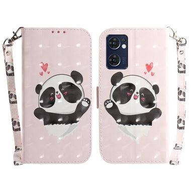 Peněženkové 3D pouzdro na Oppo Reno 7 5G - Heart Panda