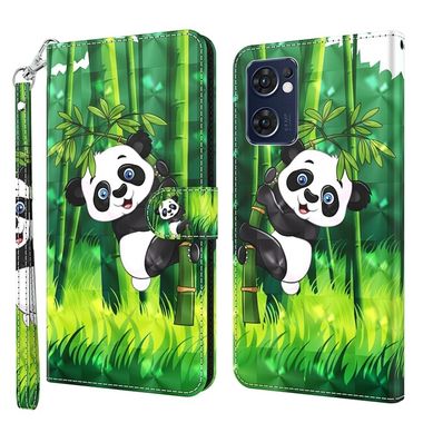 Peněženkové 3D pouzdro na Oppo Reno 7 5G - Panda Climbing Bamboo