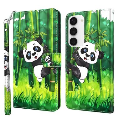 Peněženkové 3D pouzdro Painting pro Samsung Galaxy S24 5G - Bamboo Panda