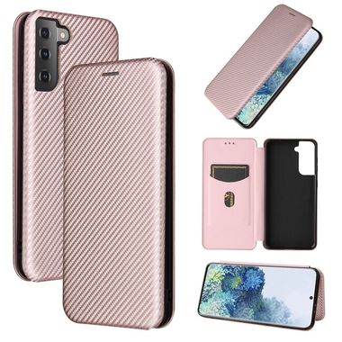 Peneženkové Carbon pouzdro na Samsung Galaxy S21 Plus 5G - Ružová