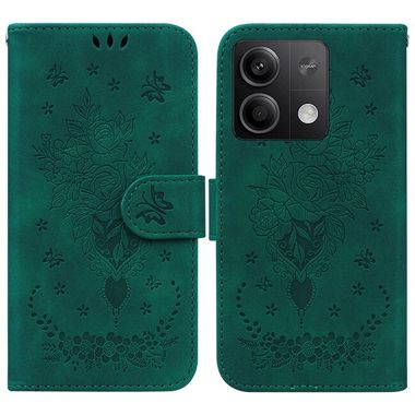 Peněženkové kožené pouzdro Butterfly Rose na Xiaomi Redmi Note 13 - Zelená