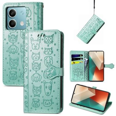 Peněženkové kožené pouzdro Cat and Dog na Xiaomi Redmi Note 13 - Zelená