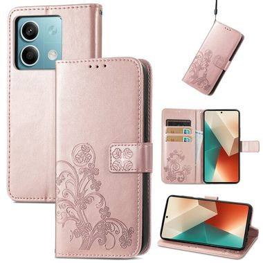 Peněženkové kožené pouzdro Clasp na Xiaomi Redmi Note 13 - Růžové zlato