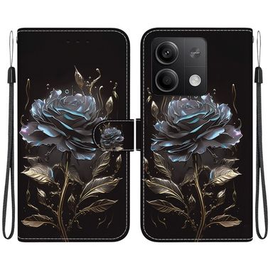 Peněženkové kožené pouzdro Crystal Drawing na Xiaomi Redmi Note 13 - Black Rose