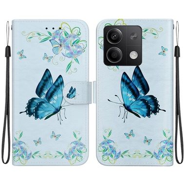 Peněženkové kožené pouzdro Crystal Drawing na Xiaomi Redmi Note 13 - Blue Pansies