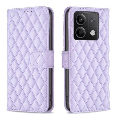 Peněženkové kožené pouzdro Diamond Lattice na Xiaomi Redmi Note 13 - Fialová