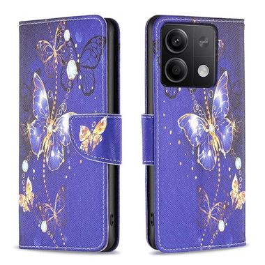 Peněženkové kožené pouzdro Drawing na Xiaomi Redmi Note 13 - Purple Butterfly