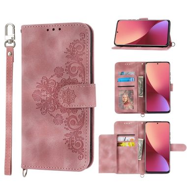 Peněženkové kožené pouzdro FLOWERS pro Xiaomi 12X - Růžová