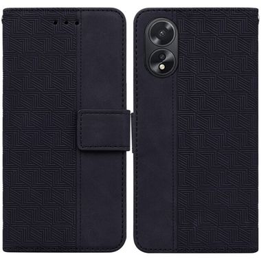 Peněženkové kožené pouzdro Geometric na Oppo A38 - Černá