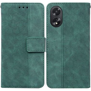 Peněženkové kožené pouzdro Geometric na Oppo A38 - Zelená