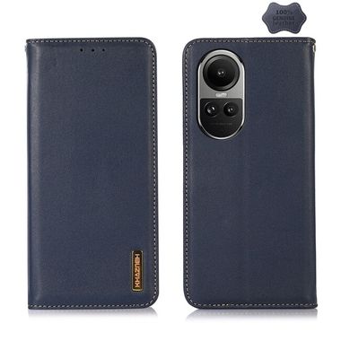 Peněženkové kožené pouzdro KHAZNEH Cowhide pro OPPO Reno10 5G/10 Pro 5G - Modrá