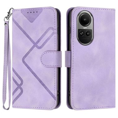 Peněženkové kožené pouzdro Line Pattern pro OPPO Reno10 5G/10 Pro 5G - Fialová