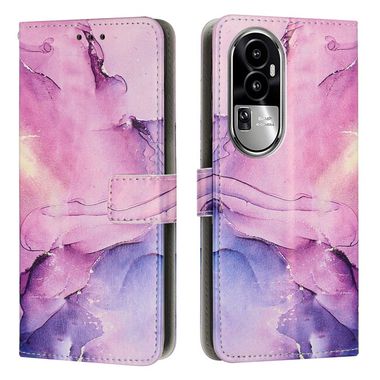 Peněženkové kožené pouzdro Marble na OPPO Reno10 5G/10 Pro 5G - Fialová