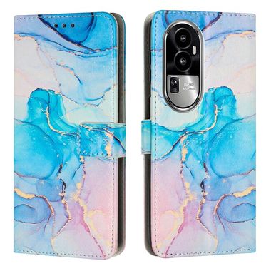 Peněženkové kožené pouzdro Marble na OPPO Reno10 5G/10 Pro 5G - Modrá