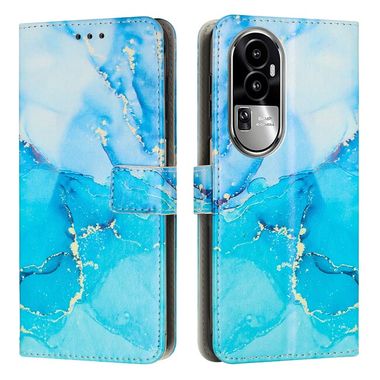 Peněženkové kožené pouzdro Marble na OPPO Reno10 5G/10 Pro 5G - Tyrkysová