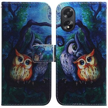 Peněženkové kožené pouzdro na Oppo A38 - Oil Painting Owl