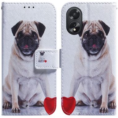 Peněženkové kožené pouzdro na Oppo A38 - Pug