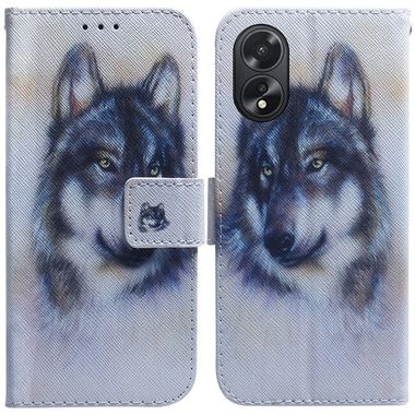 Peněženkové kožené pouzdro na Oppo A38 - White Wolf