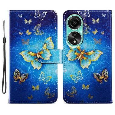 Peněženkové kožené pouzdro Painted na Oppo A38 - Butterfly