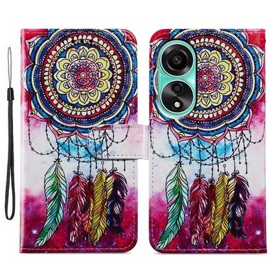 Peněženkové kožené pouzdro Painted na Oppo A38 - Dreamcatcher