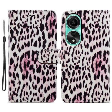 Peněženkové kožené pouzdro Painted na Oppo A38 - Leopard