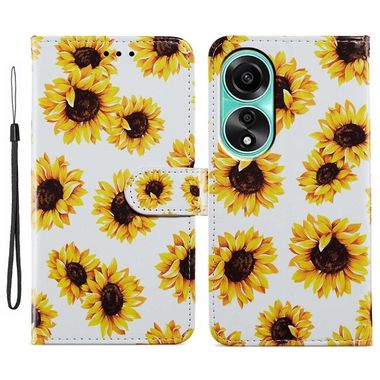 Peněženkové kožené pouzdro Painted na Oppo A38 - Sunflower