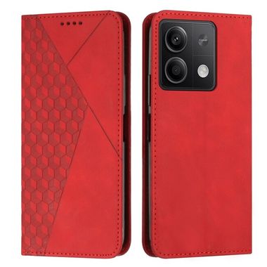 Peněženkové kožené pouzdro Splicing na Xiaomi Redmi Note 13 - Červená