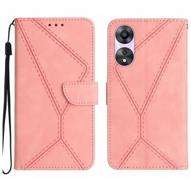 Peněženkové kožené pouzdro Stitching na Oppo A38 - Růžová