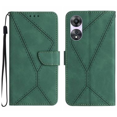 Peněženkové kožené pouzdro Stitching na Oppo A38 - Zelená